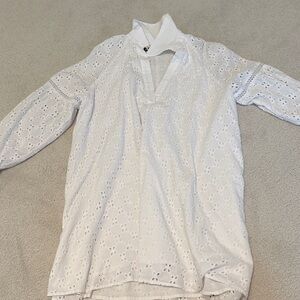 Zara white eyelet shirt dress